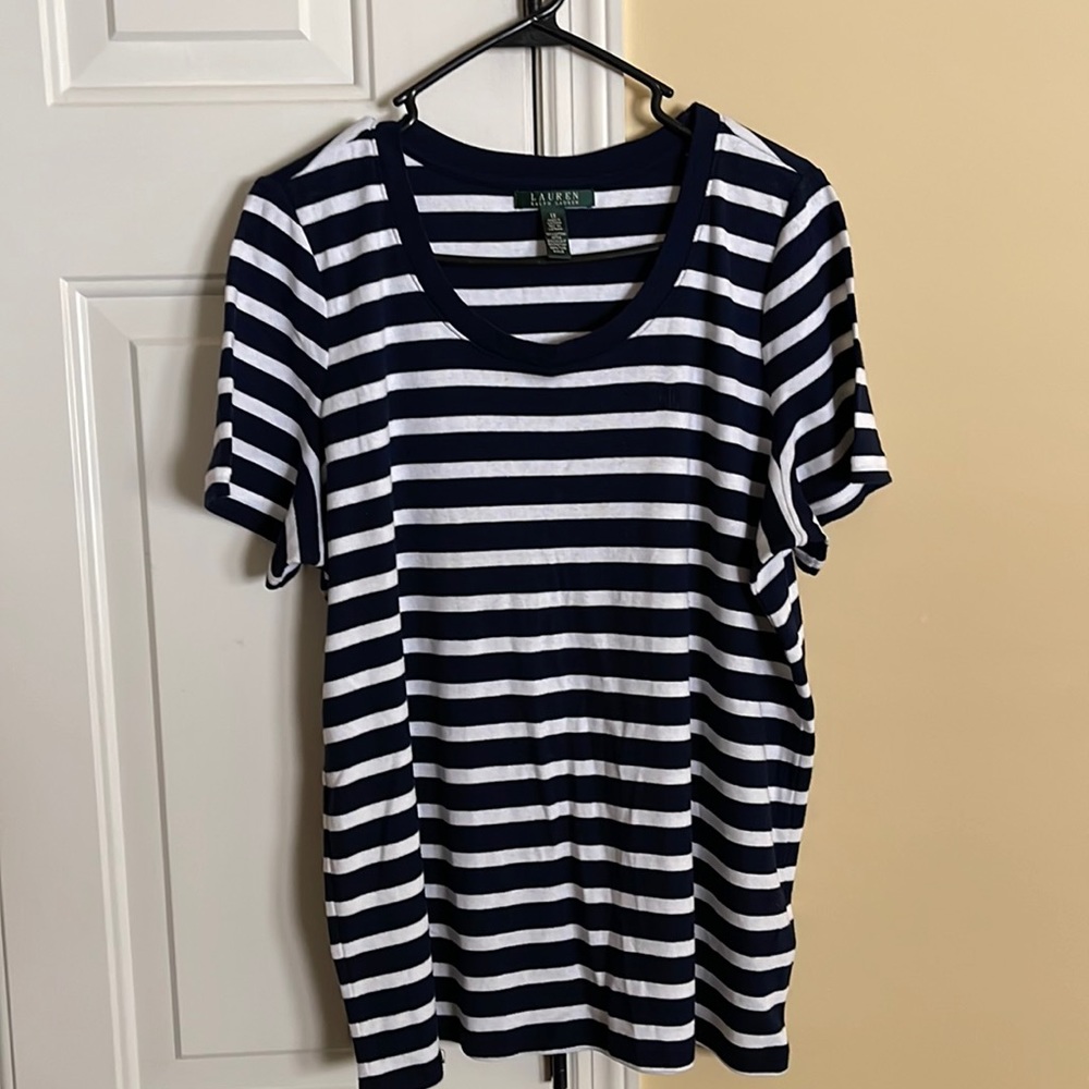 Lauren Ralph Lauren navy and white shirt sleeve shirt